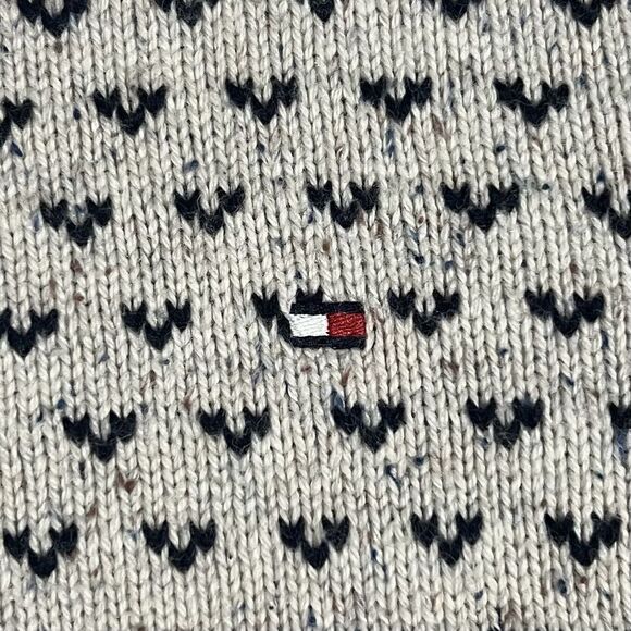 Tommy Hilfiger Men's Large Beige Knit Geometric Crew Neck Sweater - Picture 5 of 6